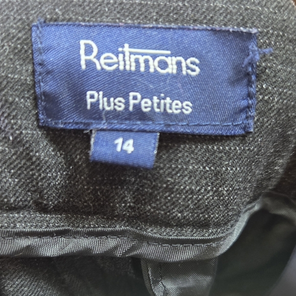 Reitmans Petite Plus Charcoal Wide Leg Pants With Small White Pinstripe Size 14 - Picture 5 of 6